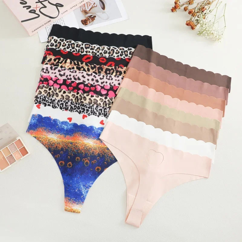 6PCS Seamless Hollow Heart Thong Set – Soft Breathable Hip-Covering Panties for Women