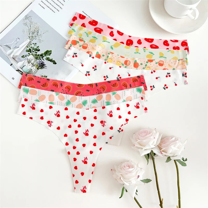 FINETOO Ultra Soft Seamless Graphic Print Thong Set – 4-Pack Stretch Leopard G-Strings for Women