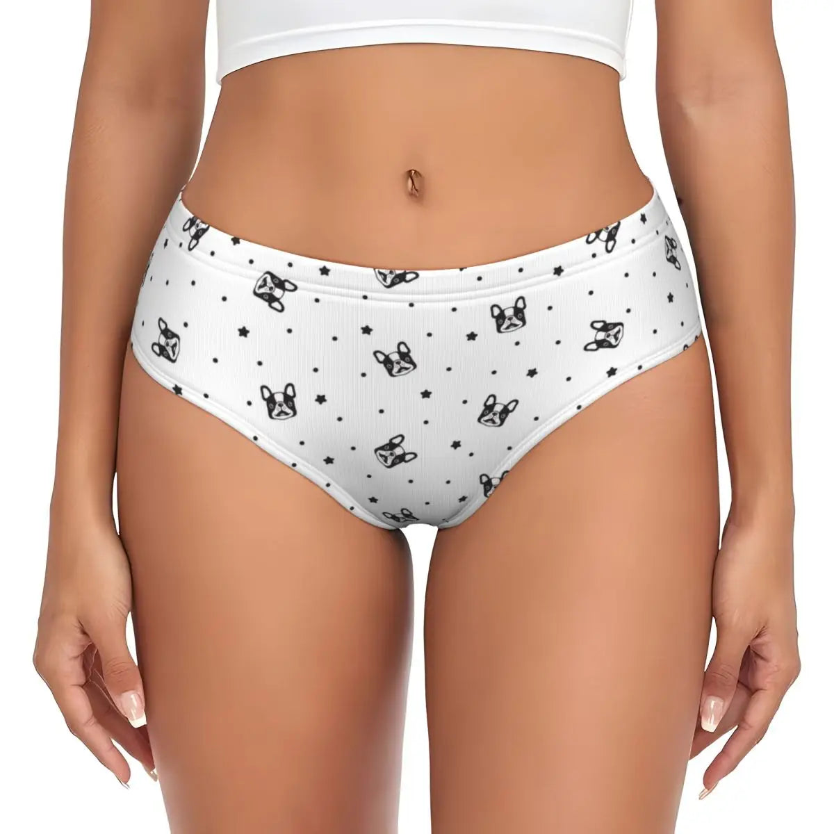 Custom Womens French Bulldog Christmas Santa Claus Brief Panties Female Stretch Underwear Underpants