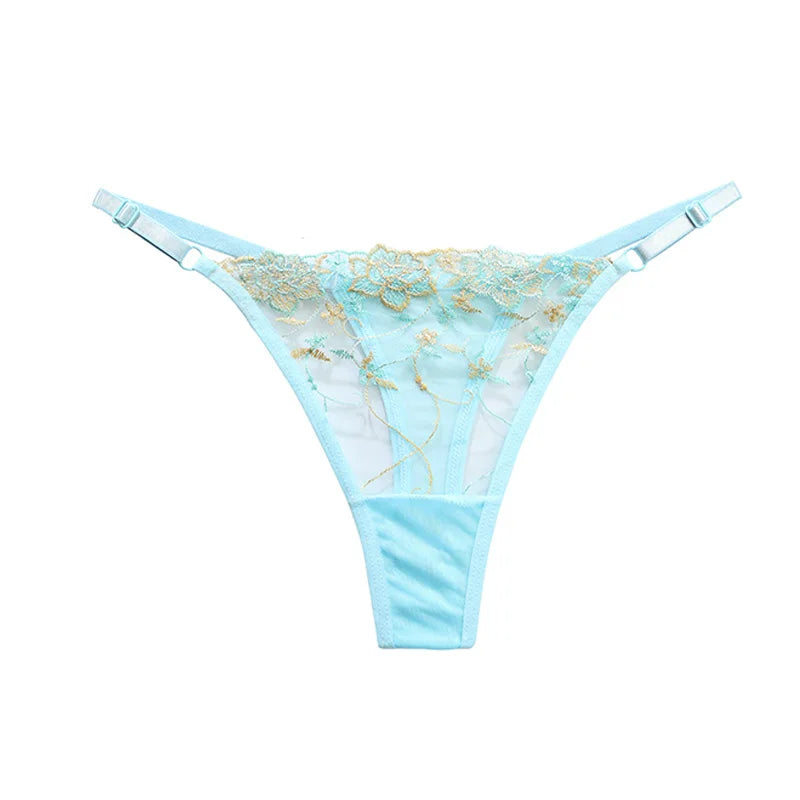 Women’s Ultra-Thin Transparent Mesh Lace Bralette & Brief Set – Backless Sexy Lingerie