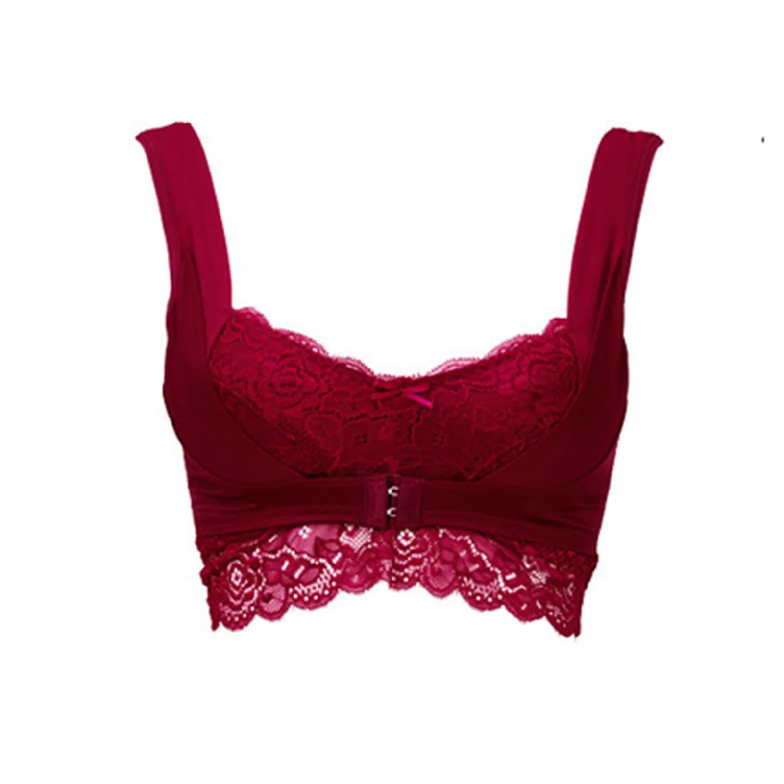 Push Up Vest Bras for Women Posture Corrector Gathered Bra without Steel Ring Front Closure Floral Embroidery Lace Bra Underwear