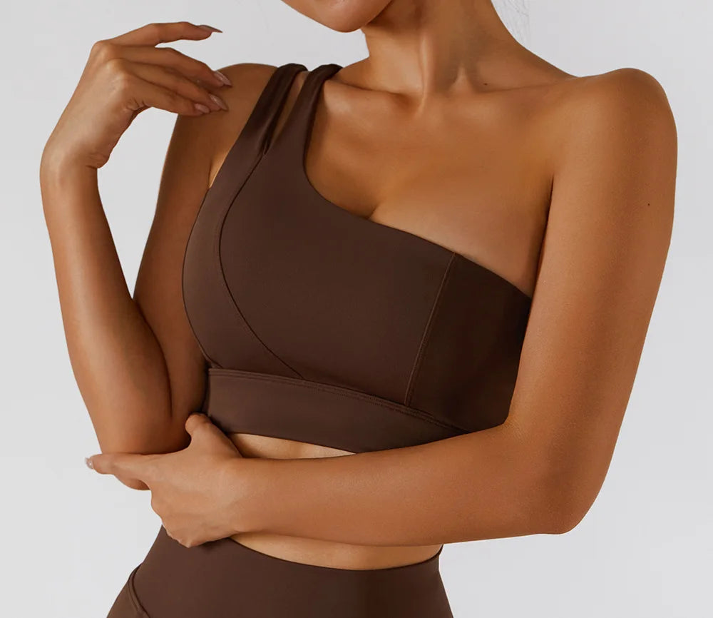 One-Shoulder Push-Up High-Impact Sports Bra – Sexy Gym & Running Vest