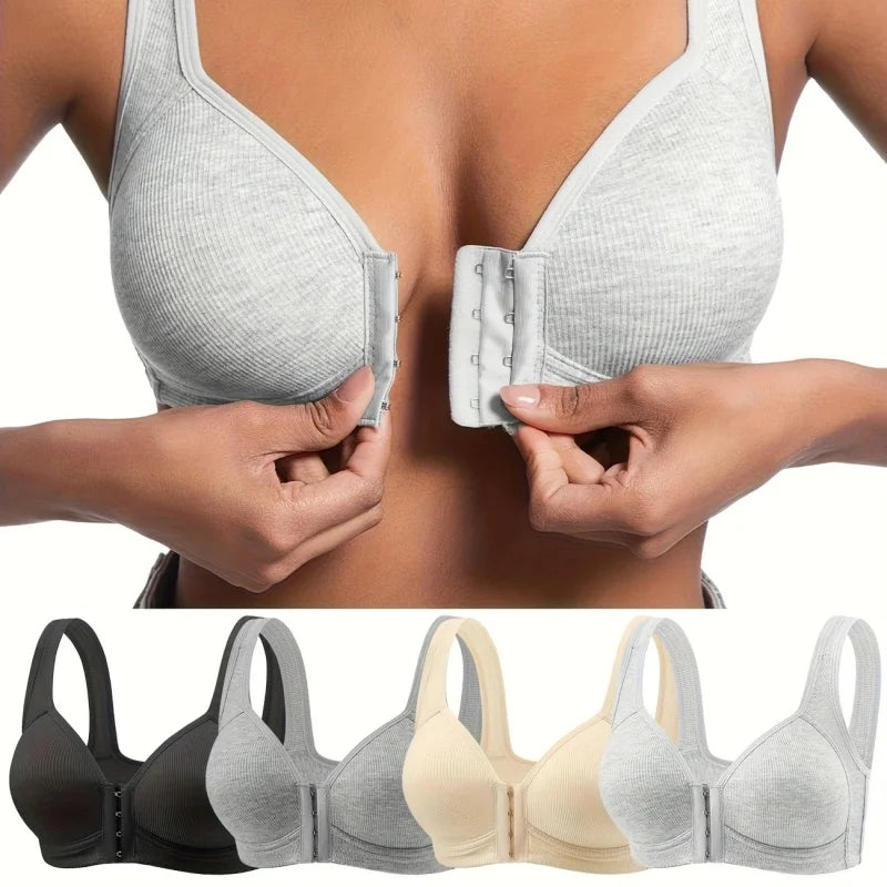 4 Pieces of Elegant Seamless Push-Up Bras for WomenFront-closure design, breathable nylon material Liner-freecomfortable style