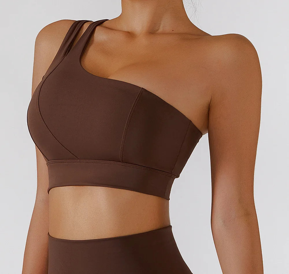 One-Shoulder Push-Up High-Impact Sports Bra – Sexy Gym & Running Vest
