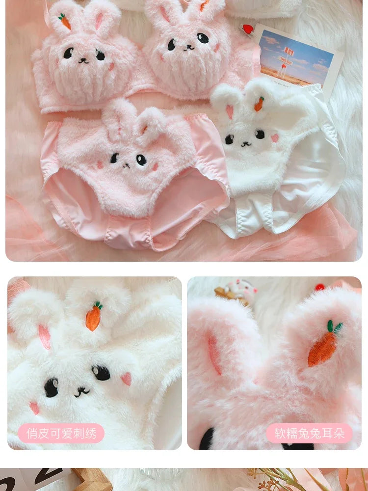 A New Plush Lingerie for Girls, A Cute Japanese-style Bra with A Rabbit and No Steel Hoop