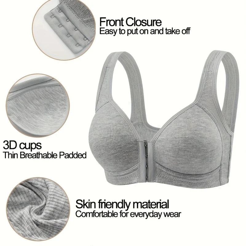 4 Pieces of Elegant Seamless Push-Up Bras for WomenFront-closure design, breathable nylon material Liner-freecomfortable style