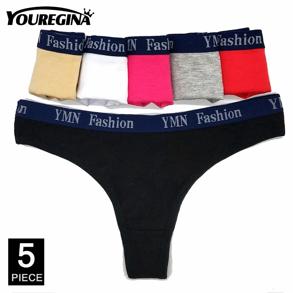 Sexy G-String Cotton Panties for Women Thong T Back Female Underwear Lingerie Briefs Bikini Low Waist Transparent 5 Pcs/set