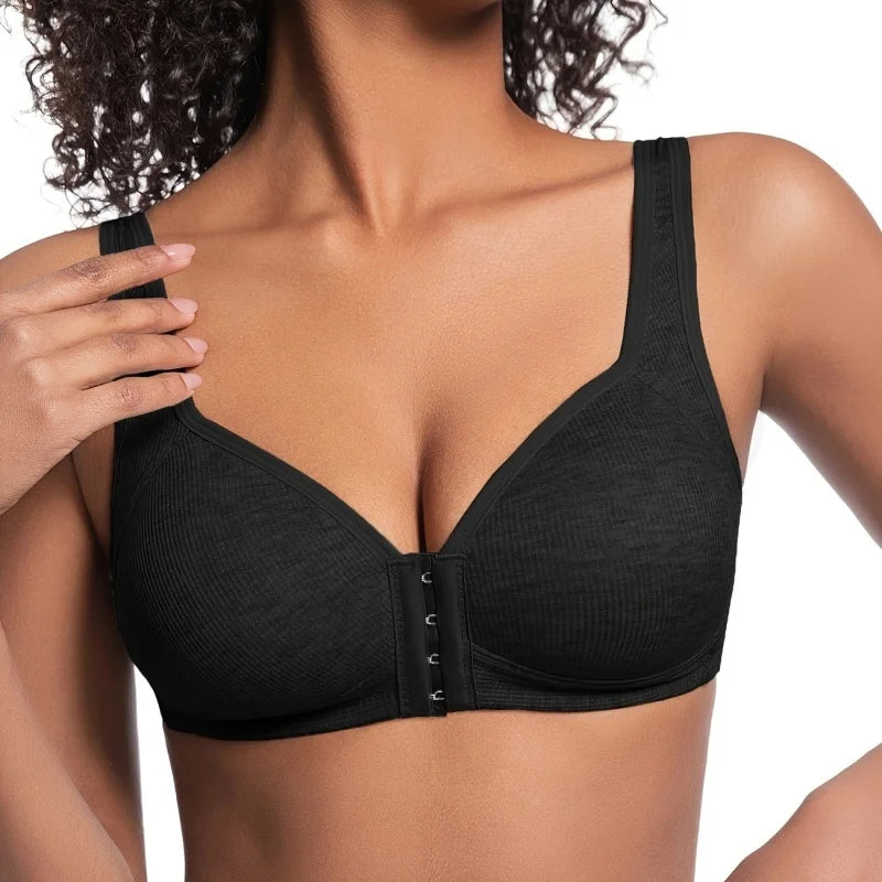 4 Pieces of Elegant Seamless Push-Up Bras for WomenFront-closure design, breathable nylon material Liner-freecomfortable style