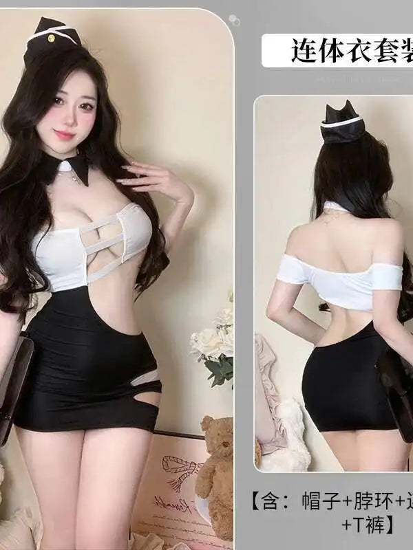 Sexy Strap Hollow Out Chest Secretary Tight Bag Hip Tank Mini Dress Pure Dress Elegant Sweet Korean Women 2025 New HI2D