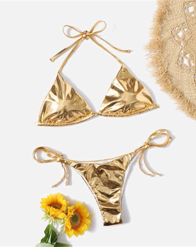 2023 New Mini Swimsuit Biquini Sexy Split Bikini Two Piece Swimsuit Looks Thin Sexy Swimsuit Set Triangle Cup Swimming Beachwear
