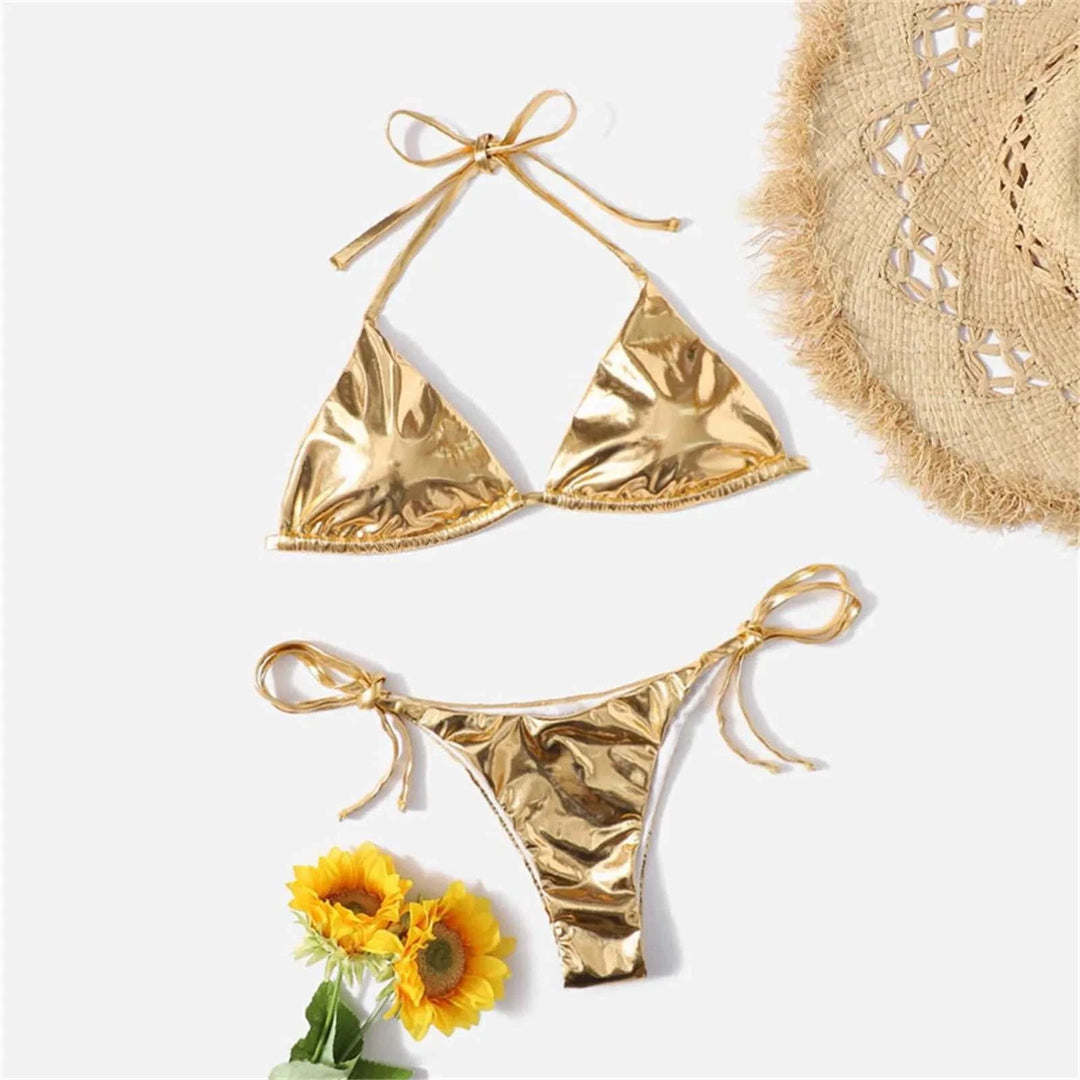 2023 New Mini Swimsuit Biquini Sexy Split Bikini Two Piece Swimsuit Looks Thin Sexy Swimsuit Set Triangle Cup Swimming Beachwear