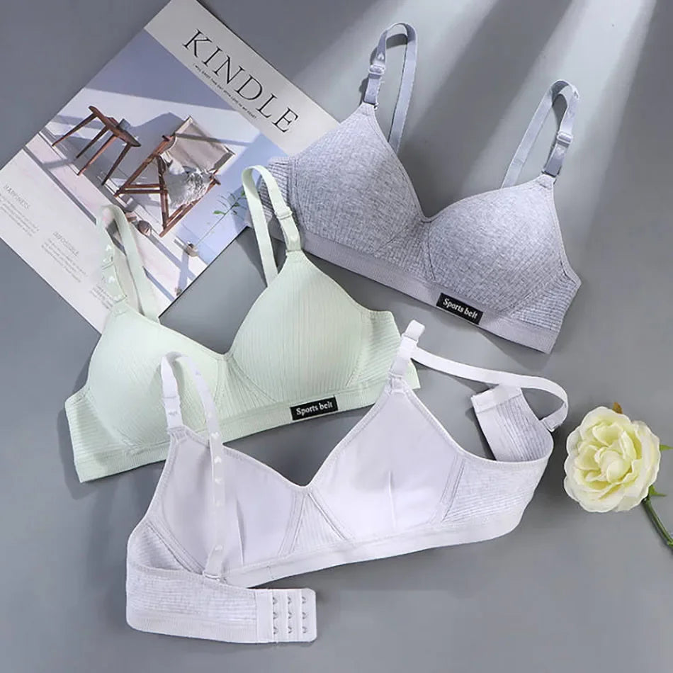 Cotton Women's AB Cup Bra Underwear Wireless Gathering Comfortable V-Bra Women's Upward Push Underwear