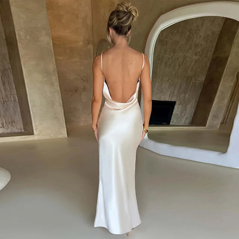 Summer Backless Slim Fit Slit Suspender Dress
