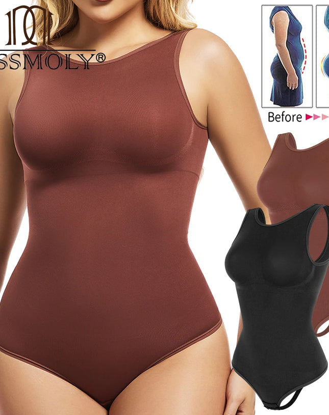 MISSMOLY Round-Neck Backless Shapewear Bodysuit – Tummy-Control Waist Trainer & Butt-Lifting Thong