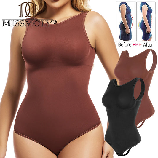 MISSMOLY Round-Neck Backless Shapewear Bodysuit – Tummy-Control Waist Trainer & Butt-Lifting Thong