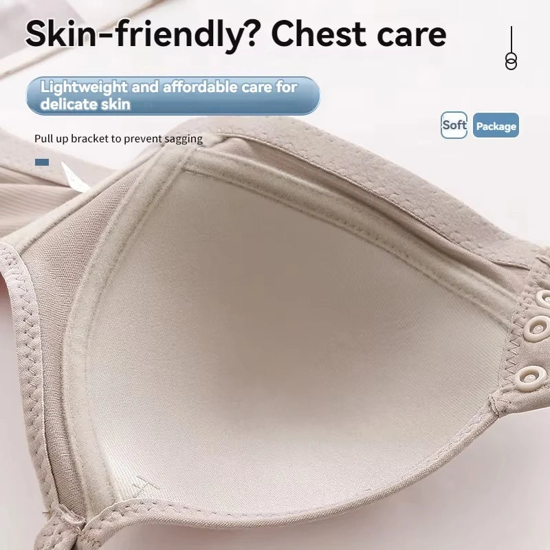Plus-Size Front-Closure Push-Up Bra for Mature Women – Adjustable Thin Cups, Breathable Comfort Underwear