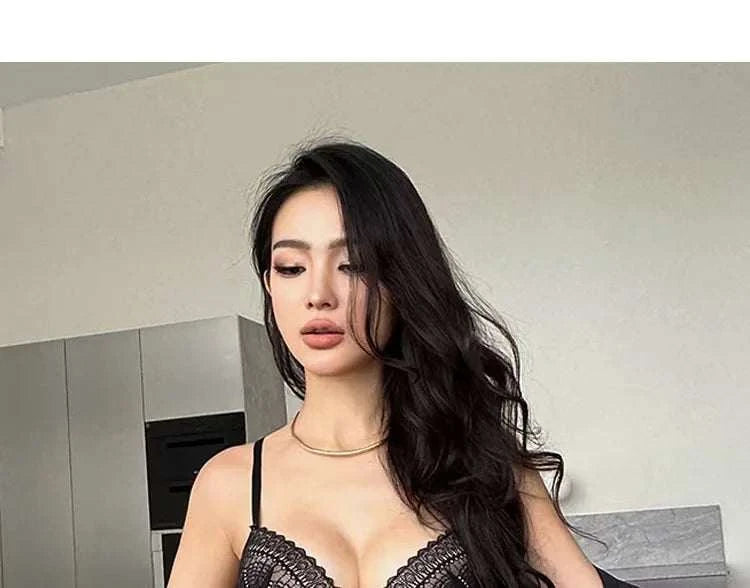 Sexy Lace Bodysuit - Deep V Neck Shaping Underwear for Small Bust, Lightweight Close-Fitting One-Piece Hollow Lingerie