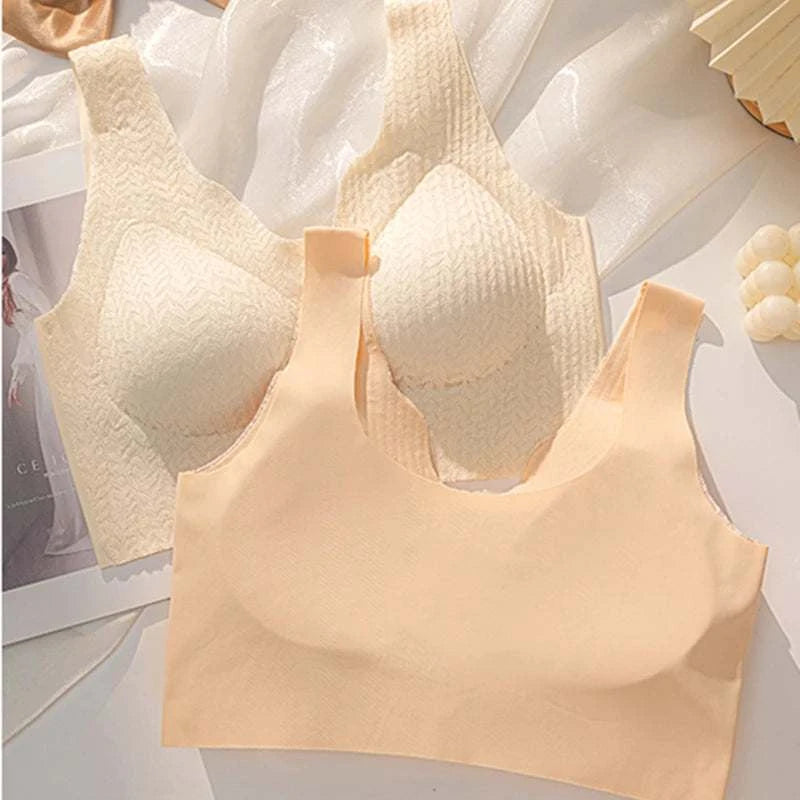 Women's Sexy Front Button Lace Bra Adjustable Thin Strap Vest Style Big Breasts Show Little Fitting Underwear