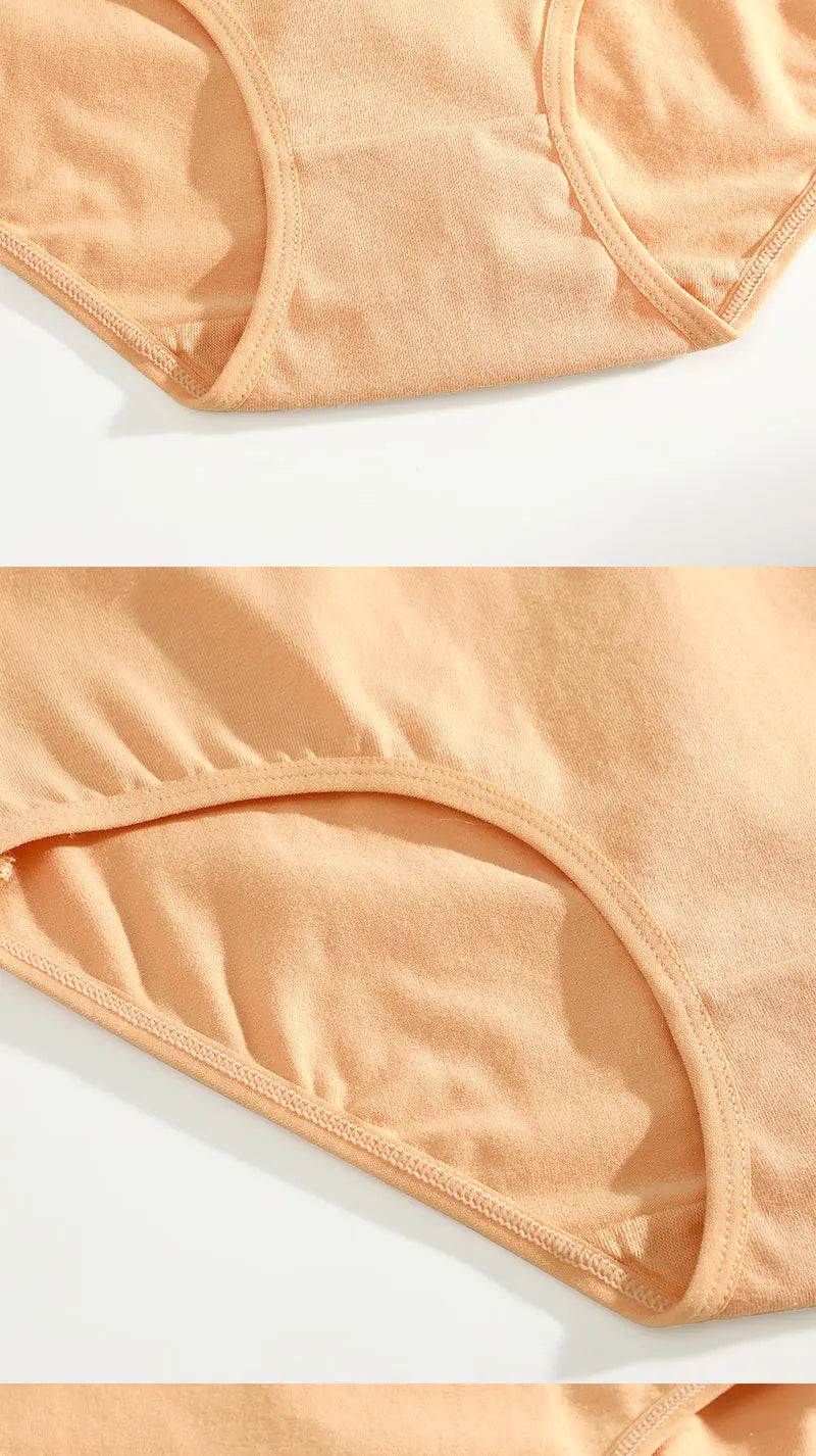 5Pcs/Set Women's Cotton High Waist Briefs Seamless Plus Size Panties Breathable Stretch Underwears Female Soft Lingerie Finetoo