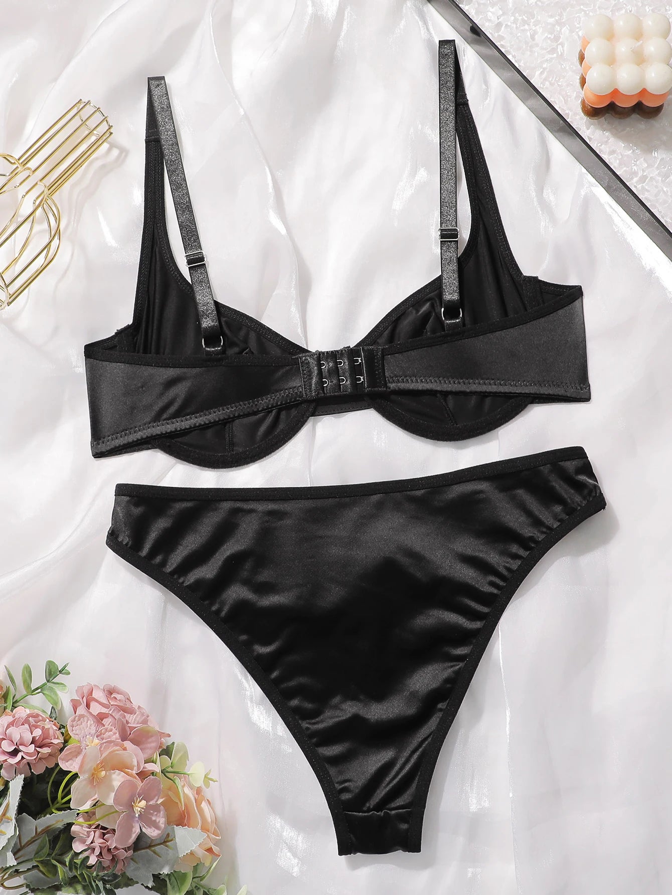 Women's sexy solid color fabric soft underwear set with steel ring gathering push up comfortable close fitting bra set MR2938