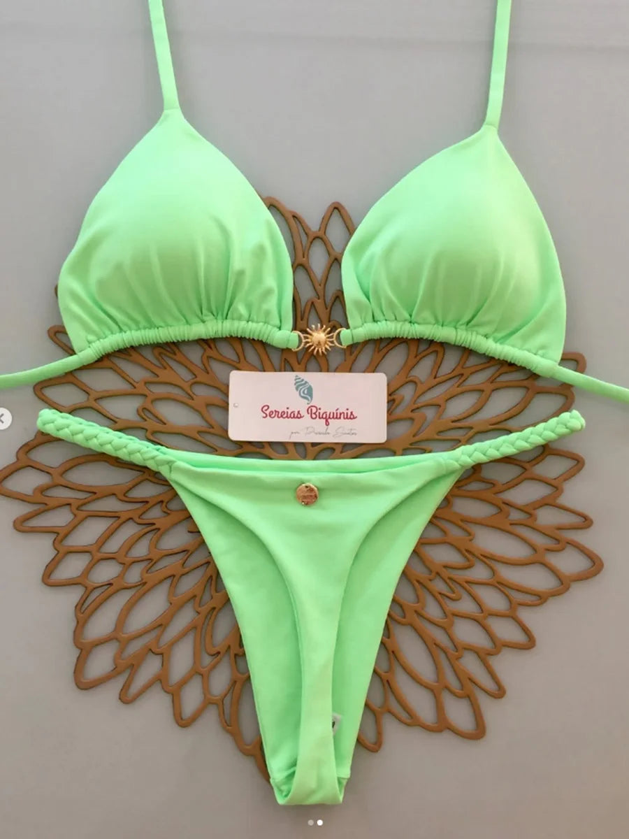 Micro Bikinis 2025 Women Swimsuit New Sexy Swimwear Halter Bikini Set Brazilian Biquini Female Thong Beachwear Party Wear