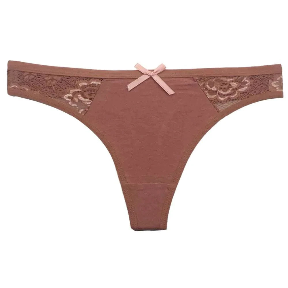 5 PCS/Set Cotton Thong Women Underwear Sexy Lace Panties Female Underpants Solid Color Panties Lingerie Low-Rise G-string