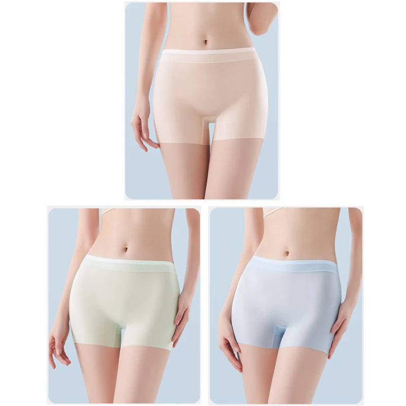 3PCS Ice Silk Ultra-Thin High Waist Boxer Briefs – Seamless Quick-Drying Plus Size Panties for Women