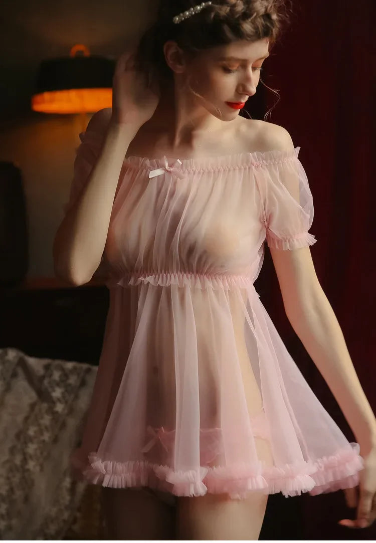 Sweet Sexy And Cute Lingerie Pajamas See-through Provocative Transparent Nightdress Free From Temptation Passion Suit