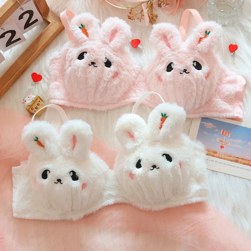 A New Plush Lingerie for Girls, A Cute Japanese-style Bra with A Rabbit and No Steel Hoop