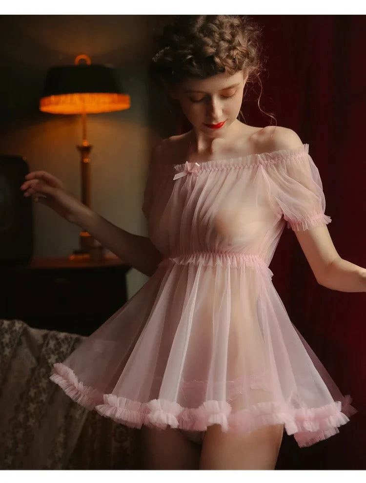 Sweet Sexy And Cute Lingerie Pajamas See-through Provocative Transparent Nightdress Free From Temptation Passion Suit