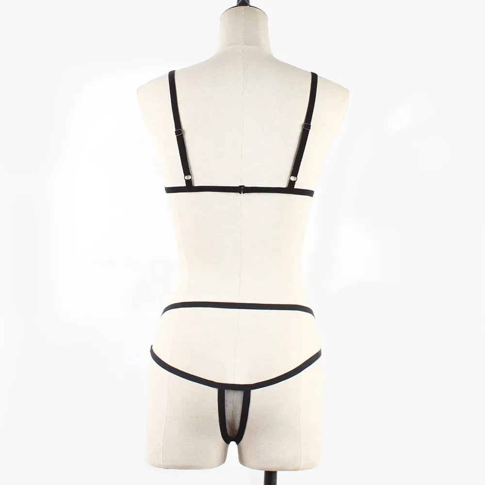 Women Sexy Mesh See Through Lingerie Set Wireless Sheer Bra Panty Suit Sexy Holiday Ultra-thin Summer Beach Bra Sets Nightwear
