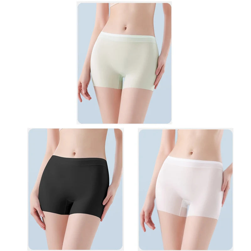 3PCS Ice Silk Ultra-Thin High Waist Boxer Briefs – Seamless Quick-Drying Plus Size Panties for Women