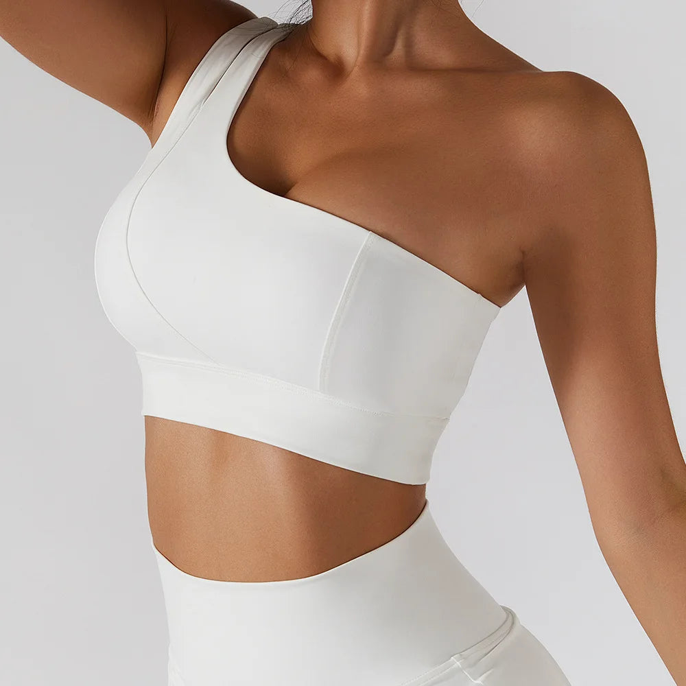 One-Shoulder Push-Up High-Impact Sports Bra – Sexy Gym & Running Vest
