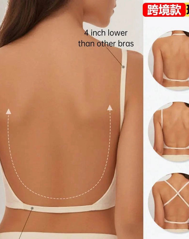 Women Invisible Bra Deep U Plunge Bras Backless Top for Dresses Sexy Lingerie with Transparent Strap Push Up Strapless Underwea