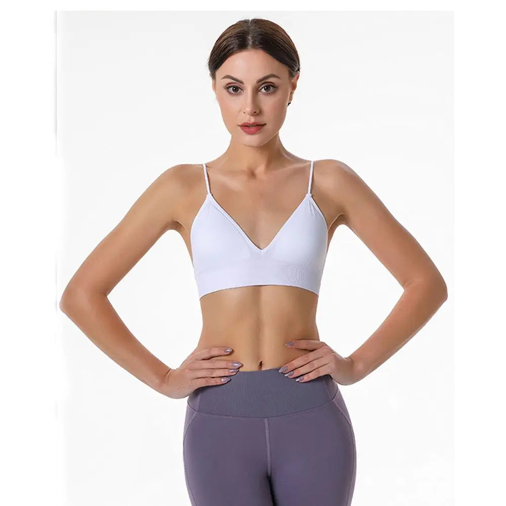 Thin Boneless Push Up Seamless Deep V  Bralettes Women Crop Top Fitness Yoga Top Sports Bra