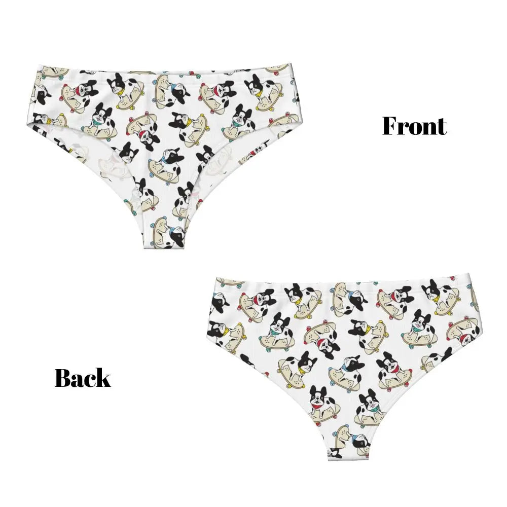 Custom Womens French Bulldog Christmas Santa Claus Brief Panties Female Stretch Underwear Underpants