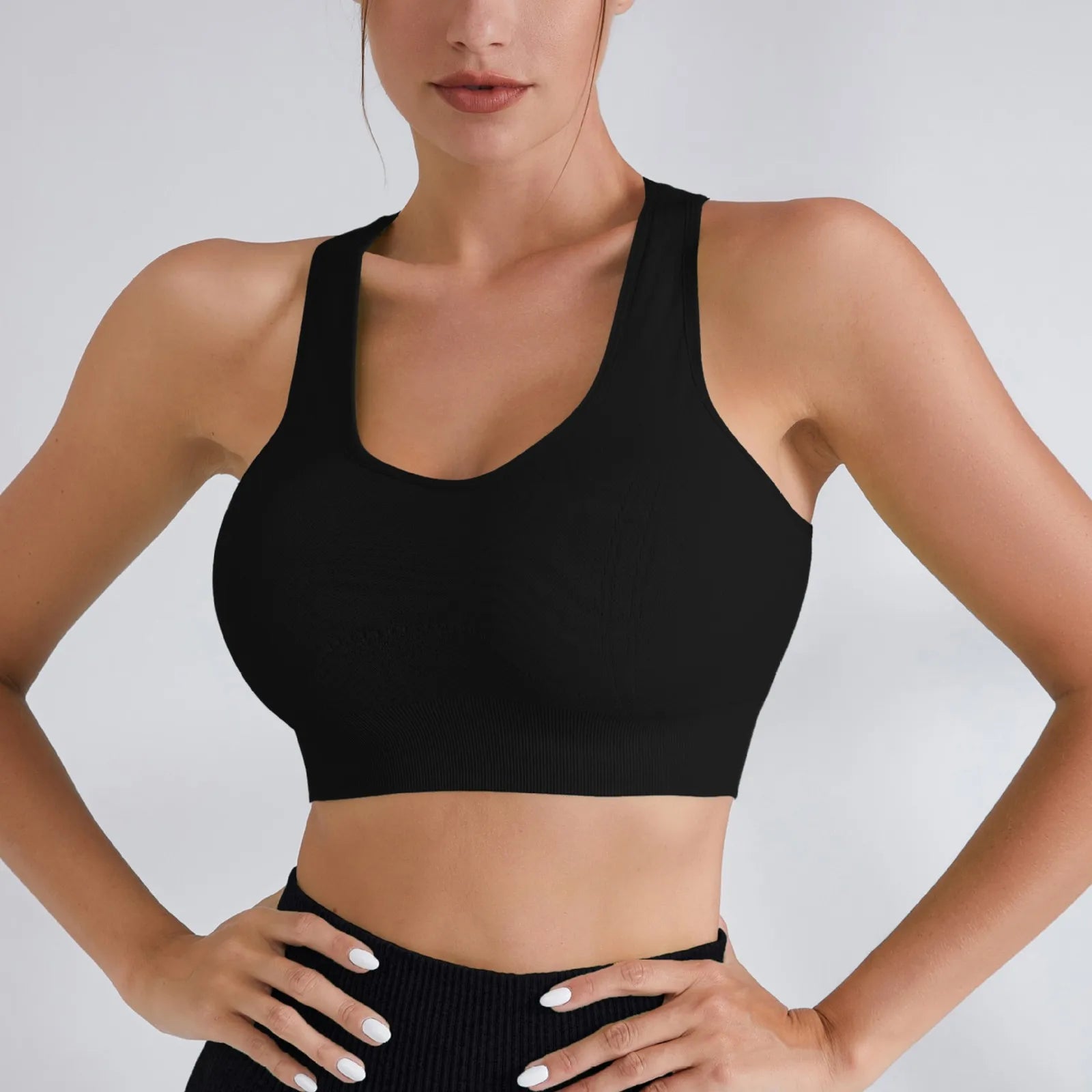 Women Sports Underwear Tight Gym Workout Crop Top Yoga Vest Shockproof With Chest Pad High Strength Fitness Clothing Sports Bra