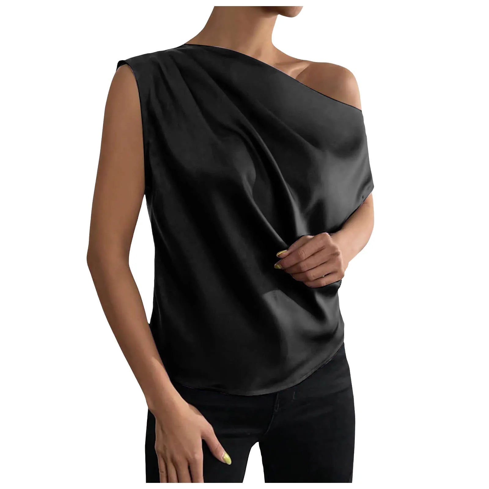 Summer Camisole Tanks For Women Women Silk Satin Casual Sleeveless U Neck Tank Top Summer Curved Hem Lightweight Ropa De Mujer
