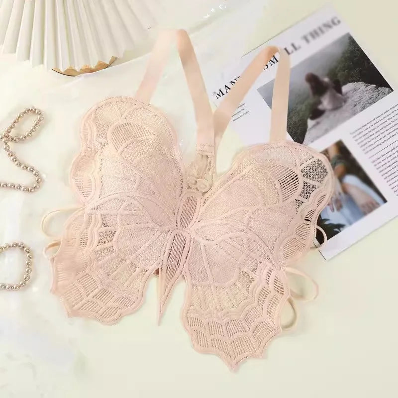 Summer Lace Butterfly Slim Sexy Exposed Navel Padded Camisole TankTop