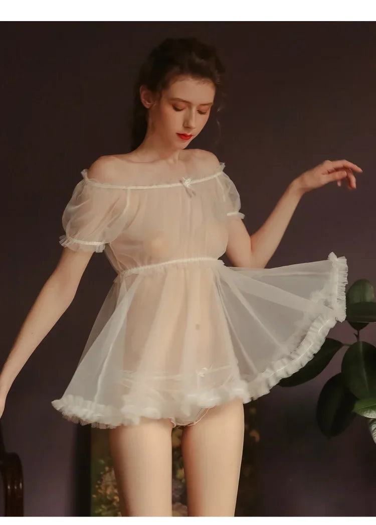 Sweet Sexy And Cute Lingerie Pajamas See-through Provocative Transparent Nightdress Free From Temptation Passion Suit