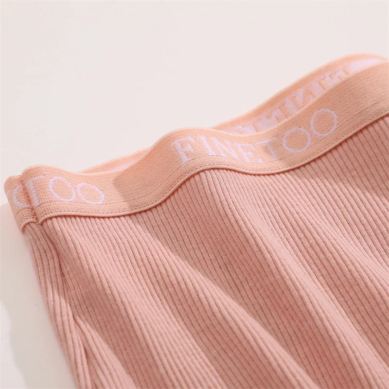 5PCS Women's Cotton Fabric Panties Fashion Letter Solid Color Boyshorts Seamless Cozy Breathable Sports Boxers Female Lingerie
