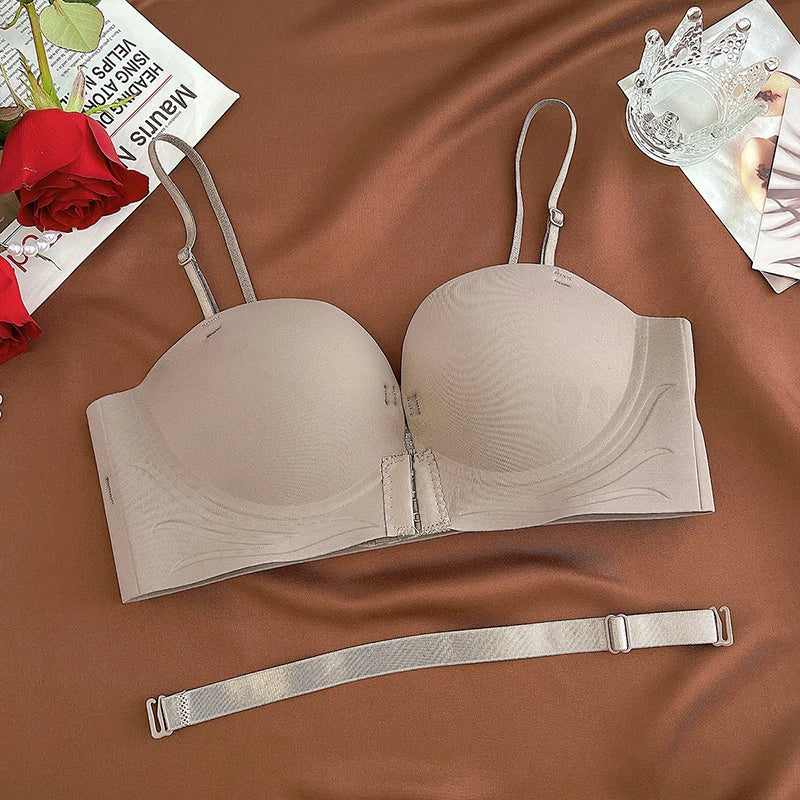 Front-Closure Wireless Cross-Back Posture Support Sports Bra – Breathable Comfort Underwear