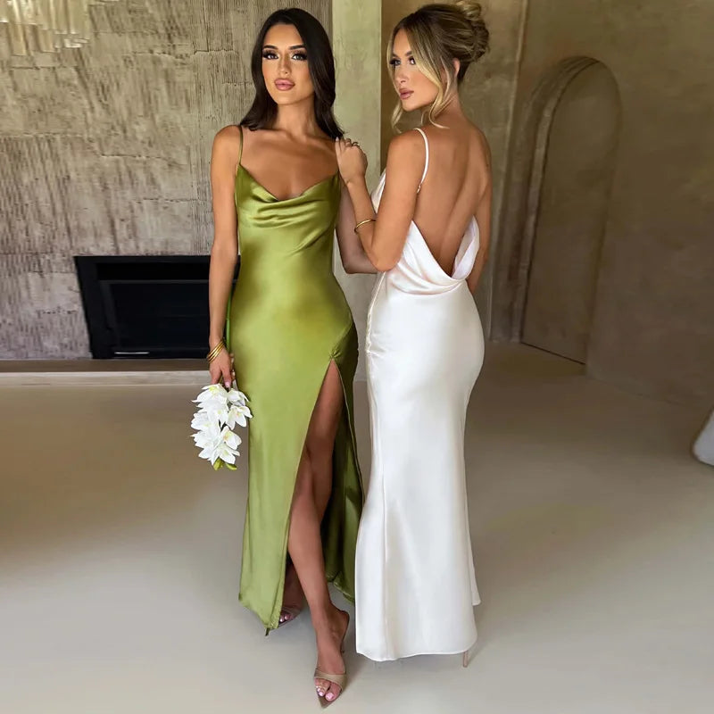 Summer Backless Slim Fit Slit Suspender Dress
