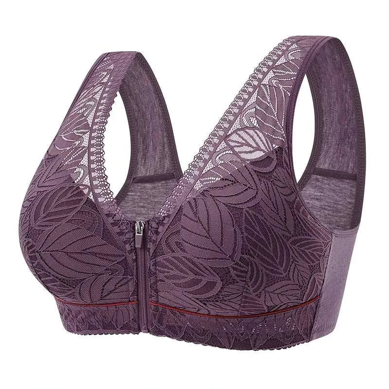 S-6XL Sports yoga bra cotton cups front zipper underwear breathable women no steel ring tank top lace large size bra