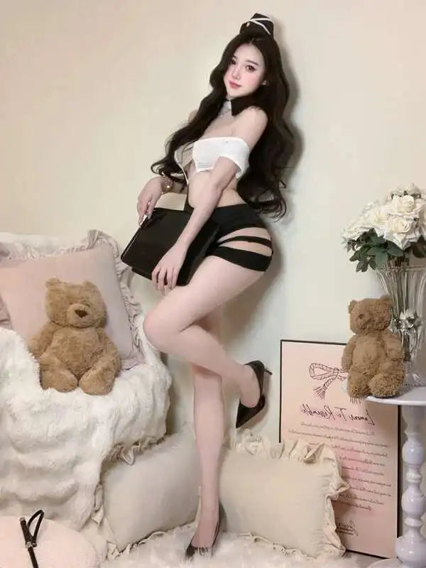 Sexy Strap Hollow Out Chest Secretary Tight Bag Hip Tank Mini Dress Pure Dress Elegant Sweet Korean Women 2025 New HI2D