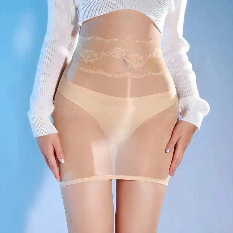 Shiny Lace Mini Skirt