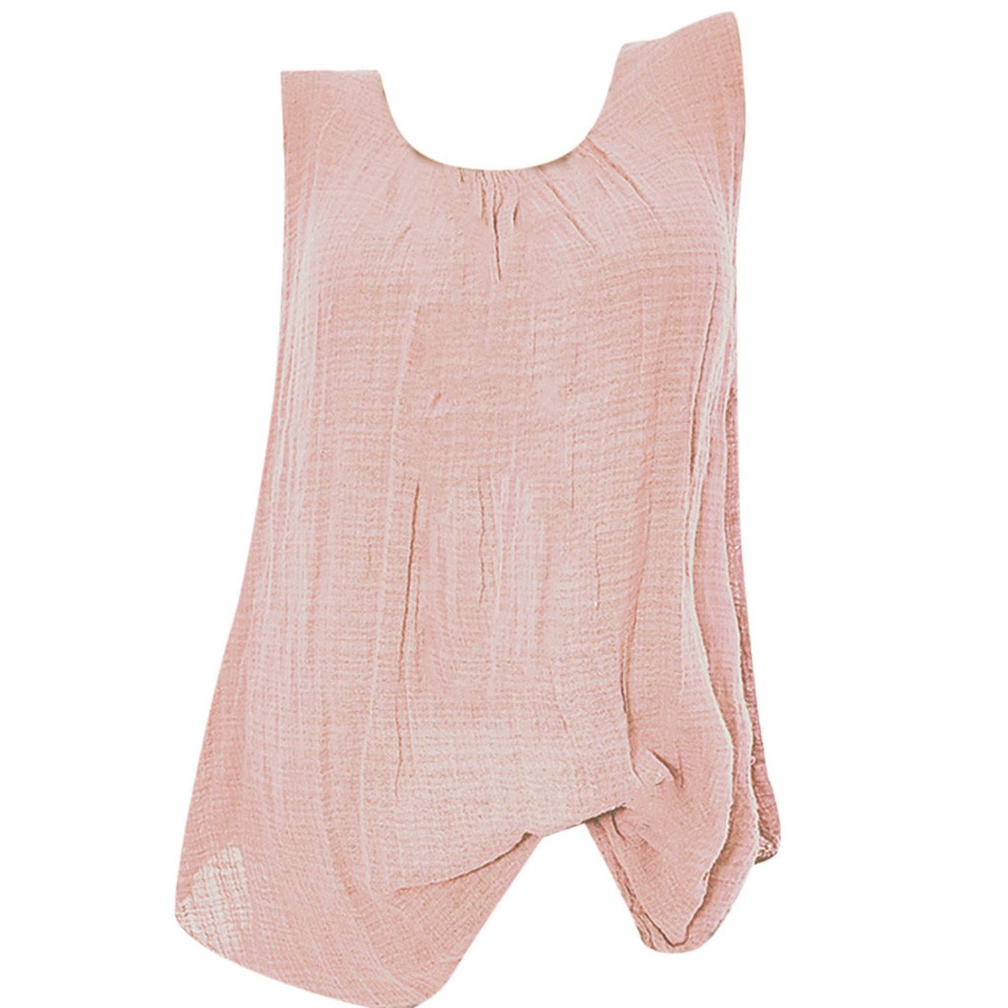 Plus Size Cotton Linen Sleeveless Baggy Tank Top – Casual U-Neck Summer Vest Blouse for Women