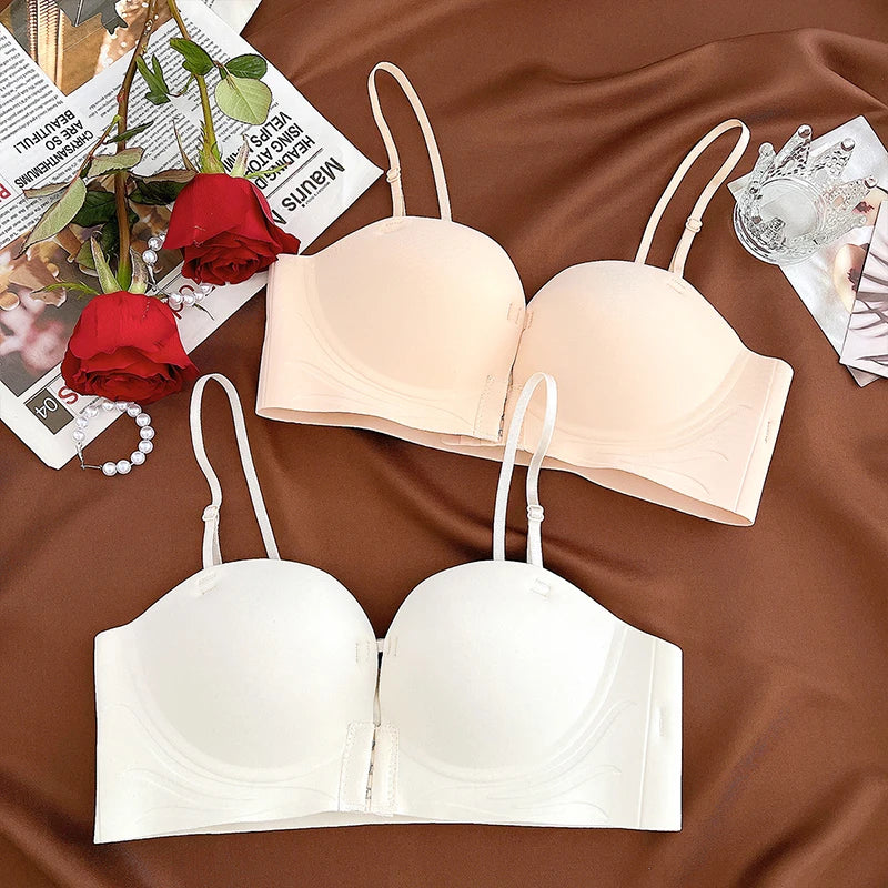 Front-Closure Wireless Cross-Back Posture Support Sports Bra – Breathable Comfort Underwear
